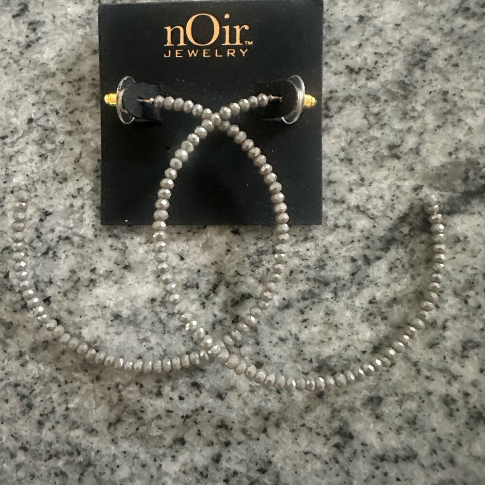 nOir Jewelry Silver Crystal Embellished Earrings